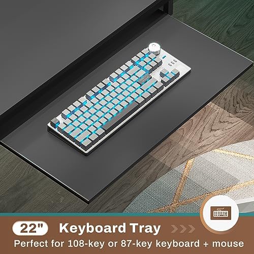 SEDETA L Shaped Gaming Desk, Reversible Computer Desk, Gaming Desk with Power Outlets & LED Strip, Monitor Shelf, Keyboard Tray, Pegboard and Storage Shelves for Home Office, Black - Image 6