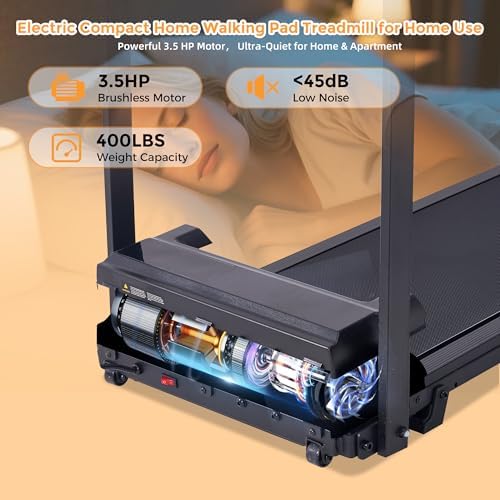Small Treadmill for Home, Walking Pad Treadmill with Incline and Handle Bar, 3.0HP Electric Under Desk Treadmill for Small Space, 0.6-7.6MPH Portable Mini Exercise Treadmills, 350LBS Capacity - Image 7