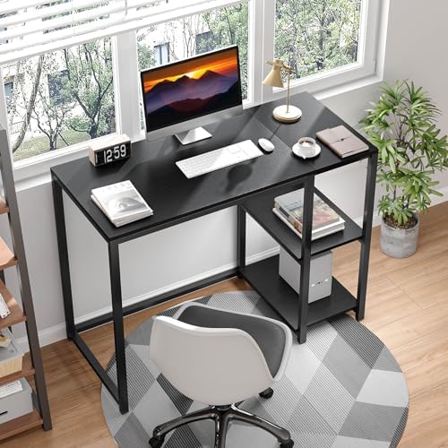 SINPAID 40" Small Gaming Computer Desk with Shelves for Home Office, Black - Image 6