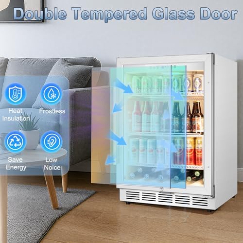 Velivi 24''Beverage Refrigerator Undercounter Fridge with Glass Door - Image 7