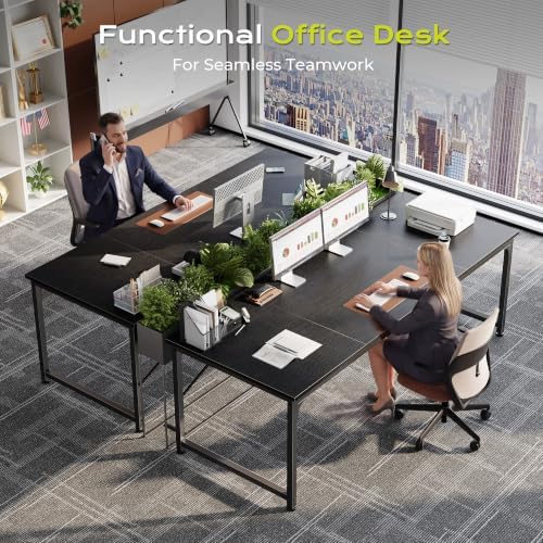 PRAISUN 63 Inch Computer Desk, Office Desk, Spacious Desktop, Black - Image 7