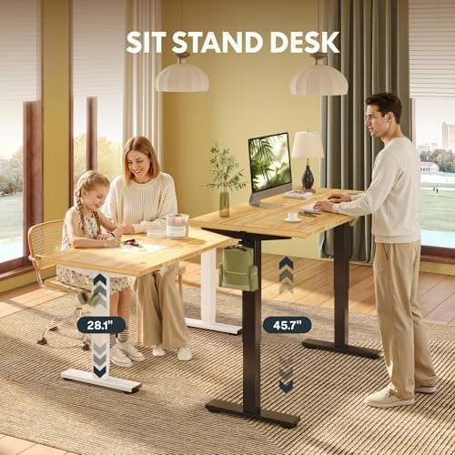FLEXISPOT 48" x 24" Solid Bamboo Standing Desk, Black Frame - Image 6