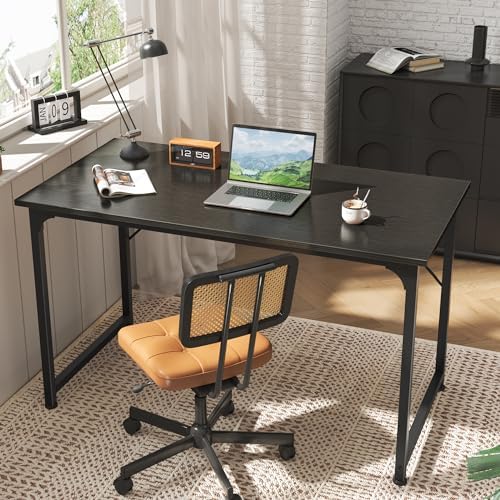 Huuger 48 Inch Office & Gaming Desk with Storage, Modern Simple Design, Large Legroom, Black Metal Frame - Image 7