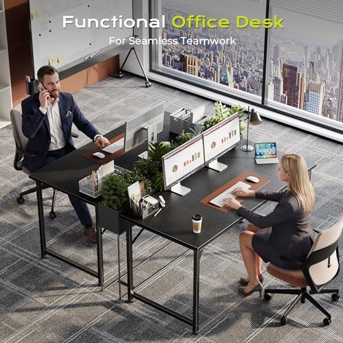 PRAISUN 47 Inch Computer Desk, Office Desk, Spacious Desktop, Black - Image 7