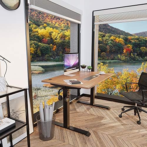 Shintenchi Electric Standing Desk, 48 x 24 Inch Height Adjustable Sit Stand Desk Morder Home Office Stand Up Desk Computer Work Station with Splice Board, (Black Frame + Bamboo Top) - Image 7