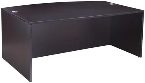 Boss Office Products Belarus Executive U-Shape Curved Bow Desk with Hutch and File Storage Pedestal, 71", Mocha - Image 2