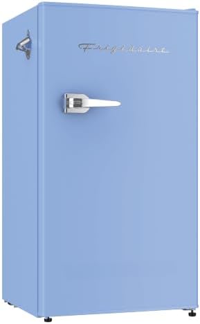 Frigidaire Retro Compact Fridge with Chiller, 3.2 cu ft Countertop Fridge with Built-In Bottle Opener, Compact Refrigerator for Office, Bedroom, Dorm Room or Cabin - 16.5" D x 19" W x 31" H (Blue) by Unknown