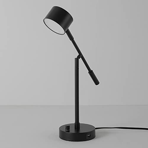 Globe Electric 52271 Aristocrat 16" Integrated LED Swing Arm Desk Lamp, Matte Black, Dimmable On/Off Rotary Switch at Base, 2.1A USB Port - Image 7
