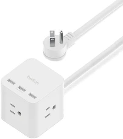 Belkin 6-Outlet Power Cube w/ 3 AC Outlets, 3 USB-A Ports, & 5ft Sturdy Extension Cord - Convenient Compact Cube for Home, Office, Travel, Desktop, & Phone Charger - 4.5 Amps by Unknown