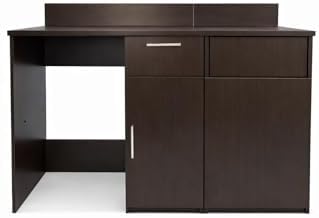 BREAKtime Mini Fridge Cabinet with Trash Bin Storage, Commercial Office Breakroom Coffee Station, Fully Assembled, 54" W x 24" D x 36" H, Trash Bin Included, Appliances Not Included, Espresso by BREAKtime