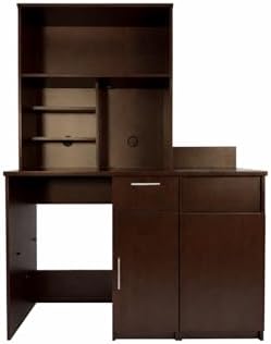 BREAKtime Fridge Space Hutch Cabinet with Microwave Space and Trash Bin, Commercial Office Breakroom Cabinet, Fully Assembled, 54" W x 24" D x 75" H, Appliances Not Included, Espresso by BREAKtime