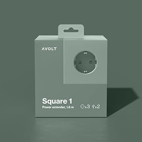 Avolt Square 1 Power Cube | Iconic Scandinavian Design Power Strip with USB Ports | 3 Type B Outlets, Fast Charging | Magnetic Base, 5.9ft Cord | Red Dot Award-Winner (Green, USB A - 5.9ft) - Image 2