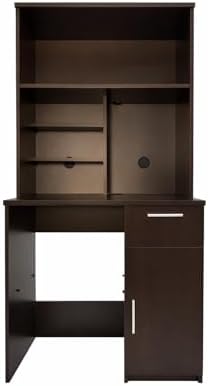 BREAKtime Compact Fridge and Microwave Space Hutch Cabinet, Commercial Office Breakroom Coffee Station, Fully Assembled, 36" W x 24" D x 75" H, Appliances Not Included, Espresso by BREAKtime