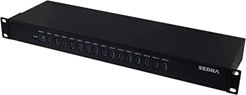 SEDNA - 15 Port USB 3.1 Gen I Hub ( 5Gbps ) - 19 Inch 1U Rack Mount ( 5V10A AC/DC Adapter ), Black - Image 2
