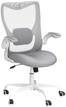 MUXX.STIL Office Chair, Ergonomic Desk Chair with Adjustable Lumbar Support and Flip up Armrest, Breathable Mesh Computer Chair for Home Office, Gray - Image 4