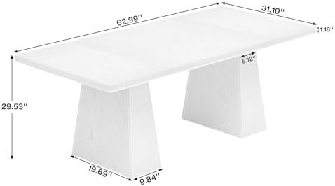 Tribesigns 63-Inch Executive Desk, Large Office Computer Desk with Double Pedestal, Modern Simple Workstations Writing Table Conference Table Business Furniture for Home Office, White - Image 2