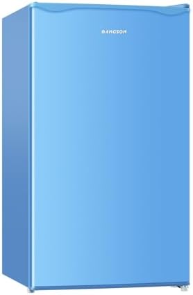 BANGSON Mini Fridge with Freezer 3.2 Cu.Ft for Bedroom and Office Blue by LiveFreshLiveUnrushed