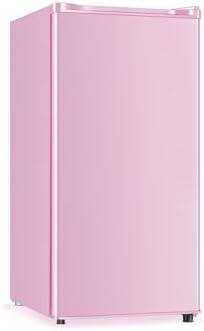 Seaoola Mini Fridge with Freezer, Single Door 3.1 Cu.Ft, Compact Mini Refrigerator, LED Light, Adjustable Thermostat, Removable Glass Shelves, Small Refrigerator for Dorm/Office/Bedroom(Pink) - Image 2