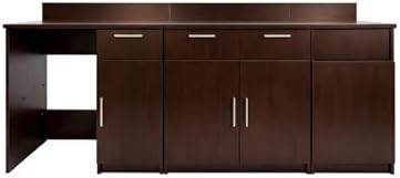 BREAKtime Breakroom Cabinet with Mini Fridge Space, 2-Door Storage & Trash Bin, Fully Assembled, 90" W x 24" D x 36" H, Trash Bin Included, Appliances Not Included, Espresso by BREAKtime