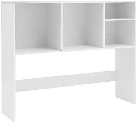 Desktop Bookshelf, PVC Desk Storage Hutch with 5 Shelves for Computer Desk, 3-Tier Desktop Display Organizer Rack for Office Home College Dorm (White, 2 Tire) by juckeyroot