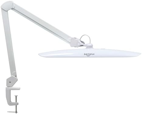 20-Inch LED Desk Lamp with Clamp, 24W 2200LM, Protected Arm, White by bemelux