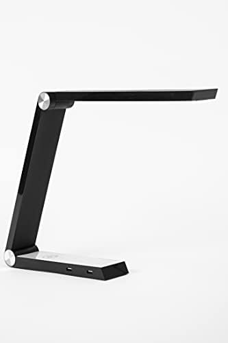 Modern LED Desk Lamp with Dimmable Light Control Wireless Charging and 2 USB Ports for Home Office Dorms Bedroom Reading Light (Black) by ZenLumen