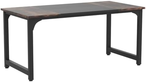 Tribesigns 63” Executive Desk, Large Office Computer Desk with Thicken Frame, Modern Simple Workstation Business Furniture for Home Office, Rustic Brown/Black - Image 4