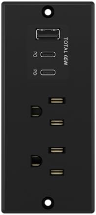 LIDER Rectangle Desktop Power Grommet with USB-C PD60W & USB-A, Matte Black by LIDER
