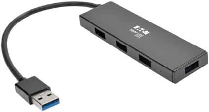 Eaton Tripp Lite 4-Port Portable Slim USB 3.0 Super Speed Hub with Built in Cable (U360-004-SLIM) by TrippLite