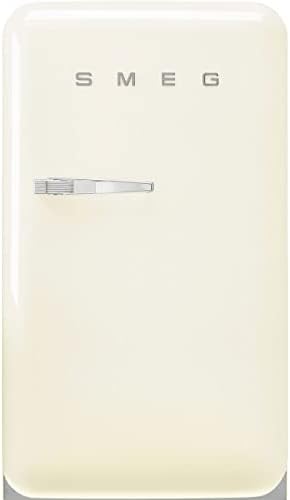 Smeg FAB10 50's Retro Style Aesthetic Refrigerator with 4.48 Cu Total Capacity, 2 Glass Shelves, LED Internal Light, 22-Inches, Cream Right Hand Hinge Made In Italy by Unknown
