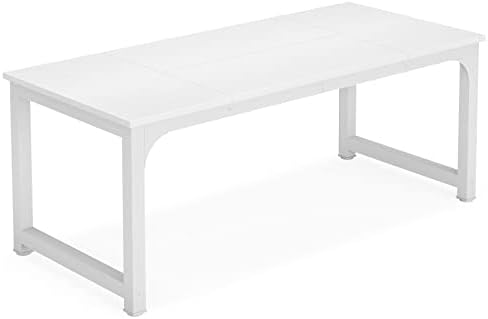 Tribesigns Modern Computer Desk, 70.8 x 31.5 inch Large Office Desk Computer Table Study Writing Desk Workstation for Home Office, White Metal Frame by Tribesigns
