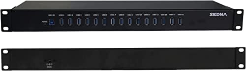 SEDNA - 15 Port USB 3.1 Gen I Hub ( 5Gbps ) - 19 Inch 1U Rack Mount ( 5V10A AC/DC Adapter ), Black - Image 3