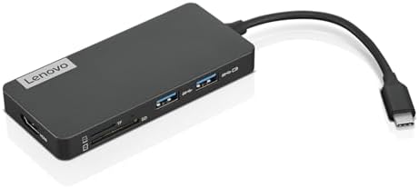 Lenovo – USB-C 7-in-1 Hub – Computer Networking Laptop Accessory – Laptop Docking Station - 4K via HDMI, 3 USB-A devices, 2 SD/TF Card Readers USB-C Power Pass Through by LENOVO