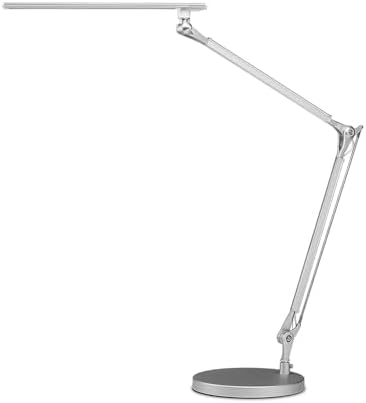 UPLIFTDESK E7 LED Desk Lamp – Adjustable 3 Color Modes, Dimmable Home Office Desk Light for Standing Desk, Dual Monitors, Aluminum Task Lamp (Silver Lamp, Silver Base) by UPLIFTDESK