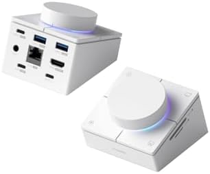 Hagibis Knob USB C Hub with Shortcut Buttons, RGB Type-C Docking Station with 4K@60Hz HDMI, 100W PD, 5Gbps USB-C, 2 USB3.0, 2.5G RJ45, AUX, SD3.0, Micro SD3.0 for MacBook iPad Pro Laptop (White 2.5G) by Hagibis