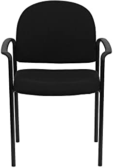 Flash Furniture Tiffany Side Reception Chair with Armrests, Stackable Fabric Waiting Room Chair for Commercial or Residential Use, Black by FlashFurniture