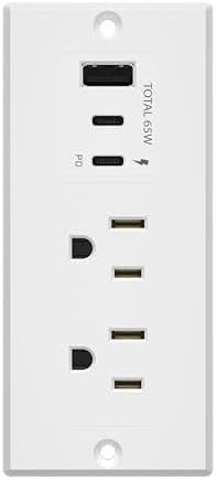 LIDER Rectangle Desktop Power Grommet with USB-C PD60W & USB-A, Matte White by LIDER