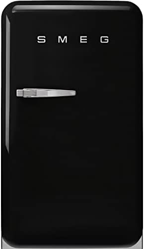 Smeg FAB10 50's Retro Style Aesthetic Refrigerator with 4.48 Cu Total Capacity, 2 Glass Shelves, LED Internal Light, 22-Inches, Black Right Hand Hinge Made In Italy by Unknown