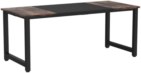 Tribesigns 70.8”Executive Desk, Large Office Computer Desk with Thicken Frame, Modern Simple Workstation Business Furniture for Home Office, Rustic Brown/Black - Image 4