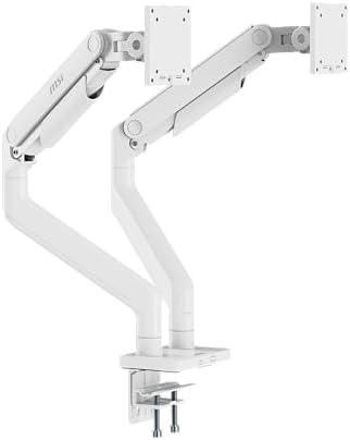 MSI MAG MT201DW - Premium Heavy Duty Dual Monitor Stand Arms, 17-45" Support, VESA Compatible, Adjustable Spring Assisted Mount, 44 lbs per Screen, Clamp & Grommet, Quick Release Plate - White by Unknown