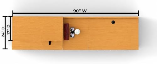 BREAKtime Breakroom Cabinet with 4-Door Storage, Trash Bin Compartment & Upper Hutch, Microwave Space, Fully Assembled, 90" W x 24" D x 75" H, Trash Bin Included, Appliances Not Included, Beech - Image 3