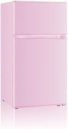 Saeoola Mini Fridge with Freezer, 3.2 Cu.Ft, 2 Doors Compact Mini Refrigerator with Separate Freezer for Dorm, Bedroom, Office, Apartment with 7-Level Temperature Control, Removable Shelves (Pink) by Saeoola