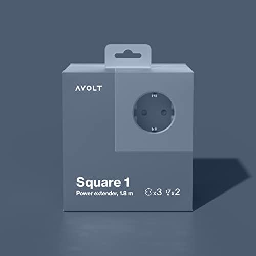 Avolt Square 1 Power Cube | Iconic Scandinavian Design Power Strip with USB Ports | 3 Type B Outlets, Fast Charging | Magnetic Base, 5.9ft Cord | Red Dot Award-Winner (Blue, USB A - 5.9ft) - Image 3