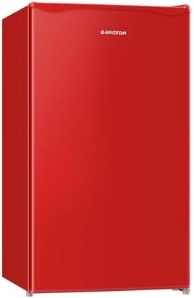 BANGSON Mini Fridge with Freezer 3.2 Cu.Ft for Bedroom and Office Red by LiveFreshLiveUnrushed