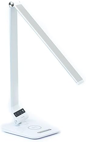 Desk Lamp with RGB Accent Light Wireless Charger USB Port Dimmable Light Controls (Silver) by ZenLumen