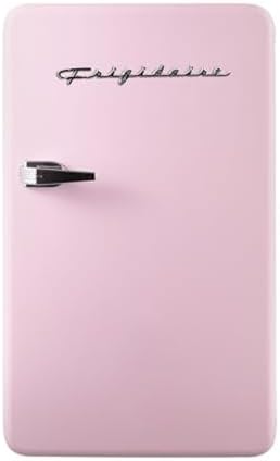 Frigidaire Retro Compact Refrigerator with Chiller, 3.2 cu ft Countertop Fridge, Built-In Bottle Opener, Rounded Corners, Premium, for Office, Bedroom, Dorm Room, Cabin, 18.5D x 20W x 31.5H (Pink) by Unknown
