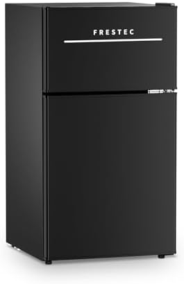 Mini Fridge with Freezer 3.2 Cu.Ft. 2 Door Refrigerator and Freezer Small Fridge for Bedroom Home Office Dorm, Small Drink Chiller, 37 dB Low Noise, Black by Frestec