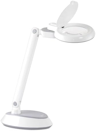 OttLite Space-Saving LED Magnifier Desk Lamp, Optical Grade, White by Ottlite