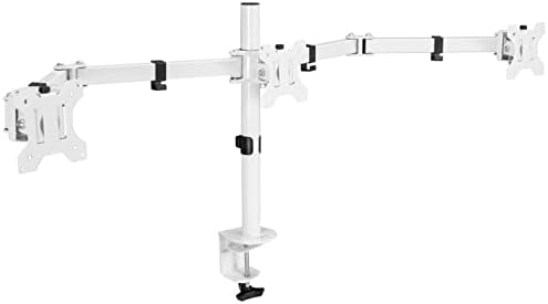 VIVO Triple Monitor Adjustable Desk Mount, Articulating Tri Stand, Holds 3 Screens up to 24 inches, White, STAND-V003YW by VIVO