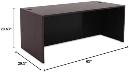 Alera Valencia Series Straight Front Desk Shell, 65" x 29.5" x 29.63", Espresso - Image 2